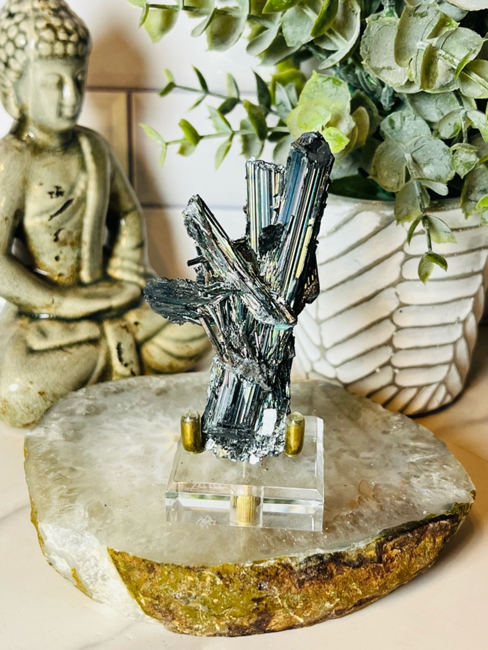 Iridescent Stibnite Crystal
